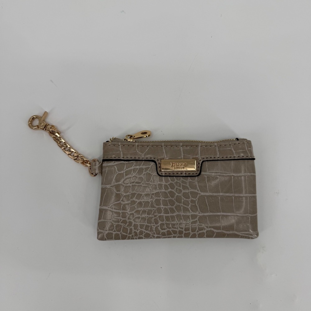 Dune London Taupe Grey Croc Embossed Coin Purse Gold Tone Hardware Key Chain